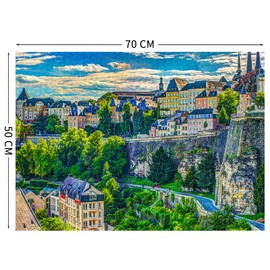 Jigsaw Puzzles for Adults 1000 Pieces, Home Decor Birthday Party Gift Toy for Men Women Elders Seniors, 1:1 Poster, Interlock Perfectly Letter on Back No Dust (Luxembourg)