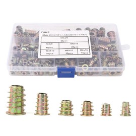 Tuerca de inserción de rosca hexagonal, 165 piezas de tuerca de inserción de rosca hexagonal, juego de tuercas de madera galvanizada para muebles, acero al carbono chapado en color, para enlaces entre