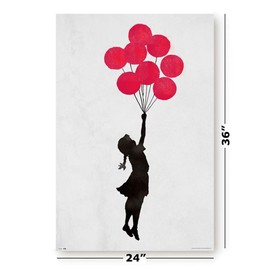 POSTER STOP ONLINE Girl with Balloons - Graffiti Street-Art Poster (Pop-Art) (Size 24" x 36")
