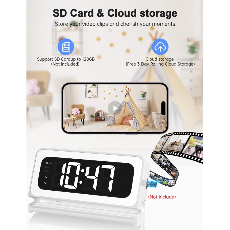 Smart Clock Camera,5G&2.4G WiFi Security Camera Indoor,2K Cameras for Home