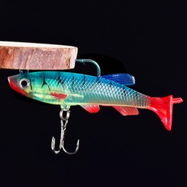 Grasslandy Pack of 5 Rubber Fish Zander Bait Set, Jig Spinner Pike Bait Blinker Fishing Jerkbait Zander Bait Zander Fishing Spinner Fishing Artificial Bait Set for Perch