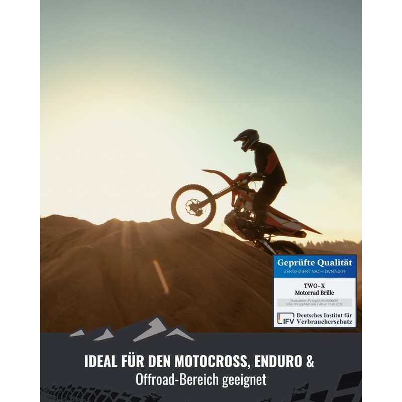 TWO-X Cross Goggles - Motocross Goggles with Mirrored Iridium Glass