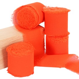 TONIFUL 4 Rolls Orange Chiffon Ribbon 1 1/2 inch× 5.5 Yards Ribbon Fabric Silk Ribbon for Gift Wrapping Wedding Party Decoration Flower Bouquet Wrapping Bows Making DIY Crafts
