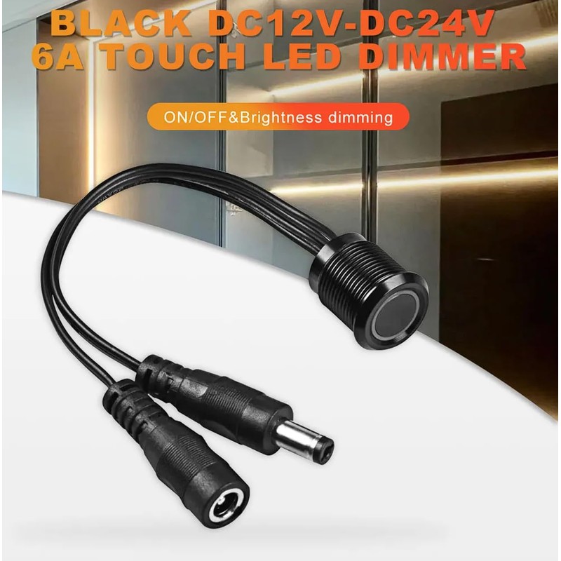 Stepless Dimming Switch DC12-24V Blue Indicator Light Touch Dimmer Switch