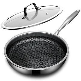 KURRUNGIE Non Stick Frying Pans with lid, 8 inch Hybrid Frying Pans Nonstick, non stick Stainless Steel Skillets, Dishwasher and Oven-Safe, PFOA Free Cookware, Induction Compatible Cooking Pan