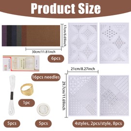 FREEBLOSS Sashiko Mending Patchwork Kit Sashiko Kit with Template Denim Patchwork Fabric with Adhesive Water Soluble Stabilizer Embroidery Transfer Patterns(Flowers) Thoughtful Tool Selection