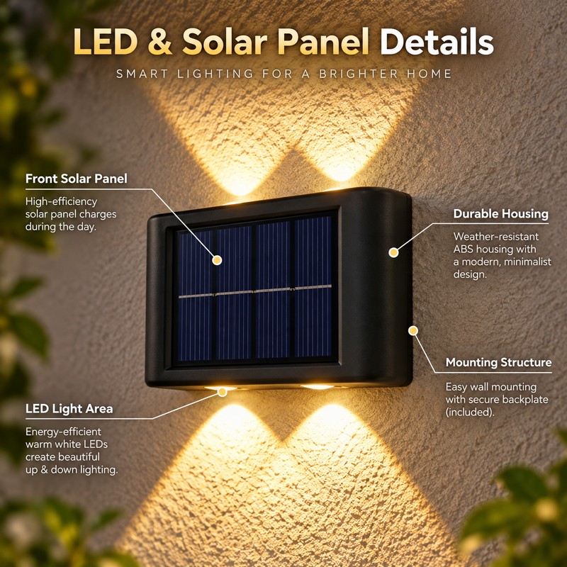 Solar Wall Light Outdoor LED Garden Lamp – Waterproof Solar