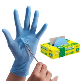 Showa Glove Nitrist Tough No. 883 Gloves, Powder Free, 100 Ct., for Left and Right Hands, Food Sanitation Law Compliant Product, Thickness: 0.004 inch (0.1 mm), Blue, Size L