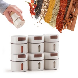 6 PCS Magnetic Salt and Pepper Shaker Set with Dosing Button - Moisture-Proof Plastic Spice Dispenser Bottles for Kitchen, Travel, BBQ, and Outdoor Use