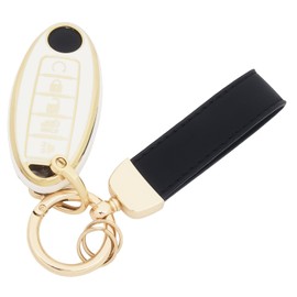 vurbemes 360 Degree Soft TPU Protector Key Fob Cover Case Compatible with Infiniti JX35 Q50 Q60 QX56 QX60 QX80 for Nissan Altima Murano Pathfinder Maxima Armada Rogue Key Fob (White)