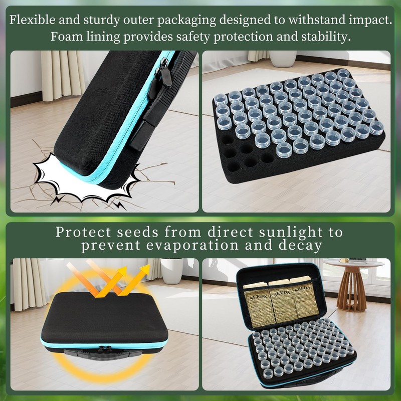 120 Slots Seed Storage Organizer with 25 Envelopes Portable Sturdy