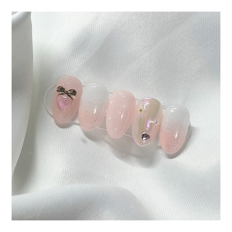 [Handmade Nail Tips] Peony Bloom Nail Tips - Short Grass