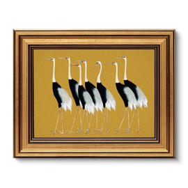 ARPEOTCY Gold Framed Vintage Wall Art for Living Room, Animals Painting Prints Shelf Decor for Kitchen, Aesthetic Bedroom Wall Art Decor, Christmas Gifts for Family (Seven Cranes - 25.5L x 20.5W)
