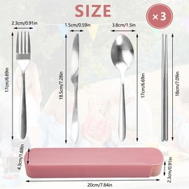 Pack of 12 Cutlery for On the Go, Stainless Steel Cutlery with Case, Reusable Cutlery Camping Stainless Steel, Travel Cutlery with Case, Outdoor Cutlery for Picnics, Camping, Travel, Schools