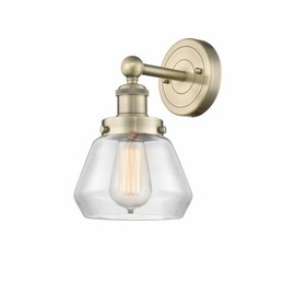 Innovations Lighting Fulton - 1 Light Wall Sconce in Industrial Style-10 Inches Tall and 6.5 Inches Wide-Antique Brass Finish-Clear Glass Col