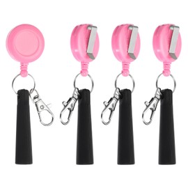 PATIKIL Retractable Pen Holder, 4 Pack Pull Pen Pencil Holder Elastic Silicone Grip Pencil Holder for Woodwork Bricklayer Markers and Carpenter Pencils, Pink