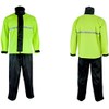 2 PIECE WATERPROOF MOTORBIKE MOTORCYCLE MOTOCROSS REFLECTIVE BLACK RAINSUIT OVERSUIT