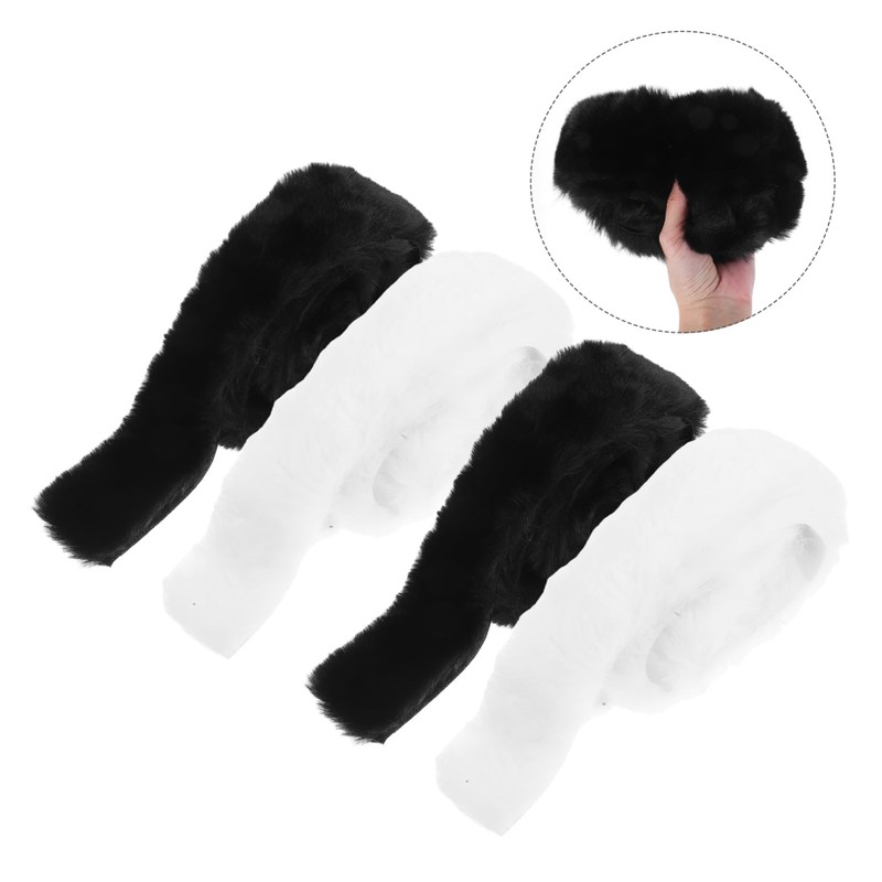 Hohopeti Versatile Faux Fur Strips 4pcs Plush Fabric White Black