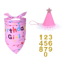 Pack of 3 Neckerchiefs for Dogs, Cats Birthday, Pink, Star Party Hats for Small, Medium, Large Dogs and Cuddly Toys