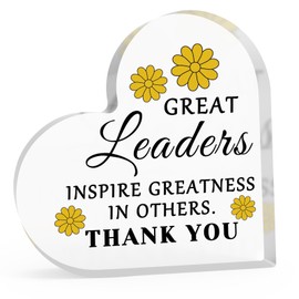 Boss Leader Thank You Gift Funny Office Gifts for Women Acrylic Heart-Shaped Keepsake Leadership Gift for Men Appreciation Gift for Boss Leader Acrylic Heart Plaque Motivational Gift for Team