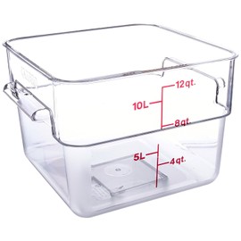Cambro Camwear 12SFSCW135 Polycarbonate Square Food Storage container, 12 Quart, 6 Pack