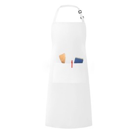 LivinEase Unisex Adjustable Bib Aprons - Stylish White Chef Aprons with Double Pockets for Men and Women – Ideal for Cooking, Gardening, and Barbecue Aprons (Pack of 1)