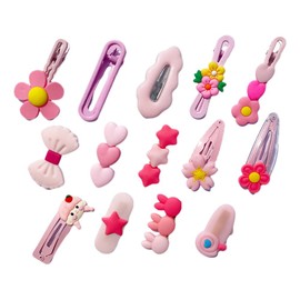 14 PCS Dopamine new fashion children's hair clip Cute kids bangs hairclip back head duck mouth clip Handmade barrette Bohemian fancy hairpin accessories hair slide, girl's headgear bobby pin (pink)