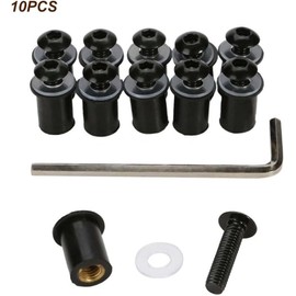 10 Screws for Attaching Motorcycle Windshields, M5 x 16 mm Motorcycle Windscreen Screws, Screws and Bolts, Motorcycle Windshield Screwdriver (Black)