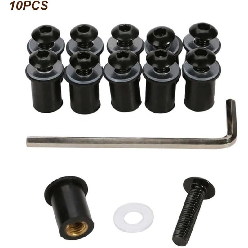 10 Screws for Attaching Motorcycle Windshields, M5 x 16 mm