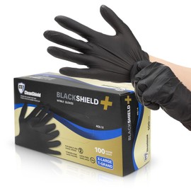 Disposable Black Nitrile Gloves, 100 Gloves, Extra Large, Cleanshield+, Disposable Work Gloves, 6 MIL Premium Dexterity & Quality, Powder-Free, Latex-Free, Black, XL