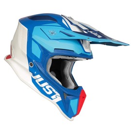 JUST 1 J18 Pulsar Fiberglass Shell MX Off-Road Motocross Motorcycle Helmet (Pulsar Blue Red White, Small)