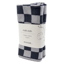 Ecovask Wash Cloth / Multi Cloth 2 Pack Organic Cotton, Lunar Chequer