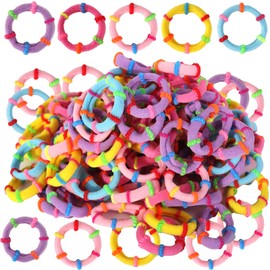 Candygirl 200PCS Baby Girls Hair Ties Colorful Elastics Hair Ties Seamless Ponytail Holder Stretch Strong Hair Bands for Girls Kids Toddlers