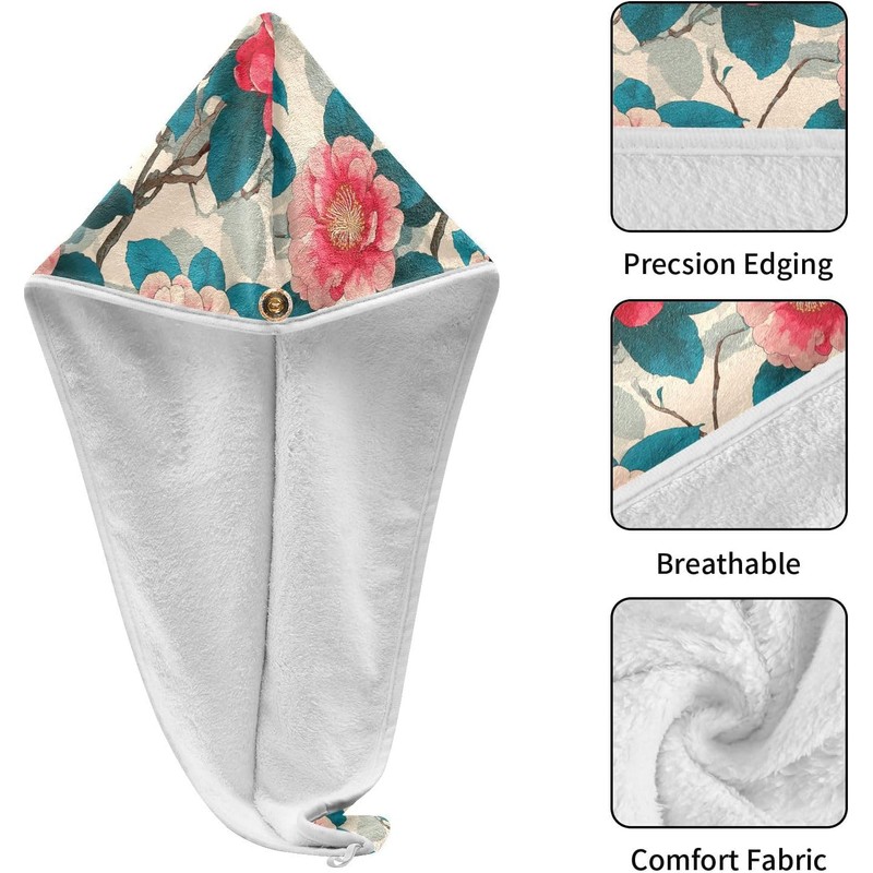 e-style Camellia Sky Blue Red - Toalla de microfibra para