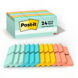 Post-it Mini notas, 3,8 x 5,08 cm, 24 almohadillas, notas adhesivas favoritas de Estados Unidos, colección Marsella, colores pastel (rosa, menta, amarillo), reciclable (653-24APVAD)