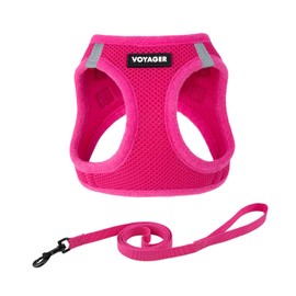 Voyager Step-in Air Cat Leash Harness Set - All Weather Mesh, Step in Vest Harness for Small and Large Cats by Best Pet Supplies - Fuchsia, M (Chest 15-17")