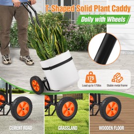Plant Caddy with Wheels, Heavy Duty Plant Dolly Cart with Adjustable Grabbing Arm and Suction Cups for Plant Pots, Garden Pot Mover Trolley Cart with Strap, Ideal for Indoor and Outdoor Use, Black