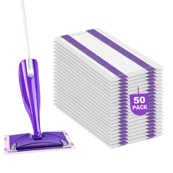 50 Count Mop Pads Refill Compatible with Swiffer WetJet Spray