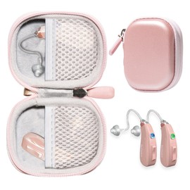 CaseSack Case for Hearing Aids compatible with EarCentic EasyCharge Rechargeable Hearing Aids also for Otofonix Elite/Encore, Banglijian, Britzgo, My Tone, LIGINN, Blaids, Lexie, Tweak (Rose Gold)