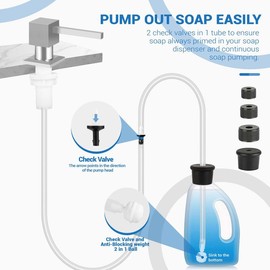 Kitchen Hack Under Sink Dish Soap Dispenser with 47" Tube Hose and Check Valve for Prevent Backflow - Home Goods, White:_Tube Kit with Square pump head (Black)