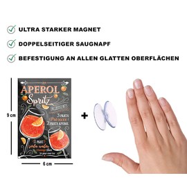 schilderkreis24 Cocktail Recipe Magnet Alcohol Spirits Decoration Fridge Magnet Humour Gift Idea Birthday Christmas 9 x 6 cm (Aperol)
