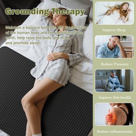 VAJOOCLL Grounding Mat for Bed, Grounding Mattress Cover Pad for Improve Sleep, Conductive Carbon Leatherette Earth Mat Grounded Pad (Black 1)