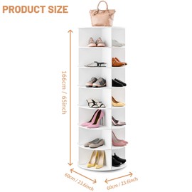 7 Tier Rotating Shoe Rack, Elegant Shoe Carousel, Free Standing 360° Revolving Shoe Rack, Lazy Susan Shoe Rack Tower, Round Rotating Wardrobe, Spinning Shoe Rack Organizer, Zapatera Giratoria