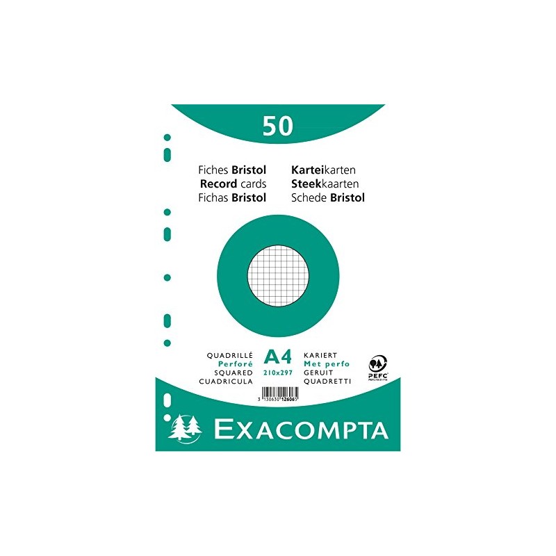 Paquet 50 Fiches Bristol Sous Film Quadrille 5 x 5