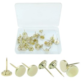 Rierdge 30 Pieces Pin Metal Thumb Tacks, Gold Push Pins for Wooden Wall Cork Board Hangings Office Home Decorative