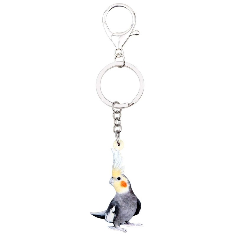 DOWAY Acrylic Cockatoos Cockatiel Parrot Keyring Bird Pendant for Pursr