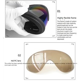 Omana Safety Goggles, Single frame with 5 lenses, Windproof Dustproof Motorcycle Riding Goggles with UV Protection, Removable, Anti-Fog Shield for Skiing, Cycling, Snowmobile, Airsoft & Outdoor Sports
