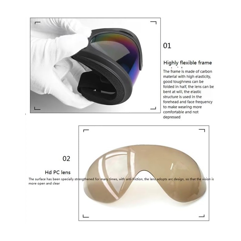 Omana Safety Goggles, Single frame with 5 lenses, Windproof Dustproof