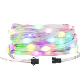 BTF-LIGHTING WS2812B RGB IC Transparent Fairy Lights Individually Addressable Running Colour 5 m / 16.4 ft 50 LEDs DC12 V PVC Wire IP65 Waterproof for Bedroom Curtain Christmas Party Decoration
