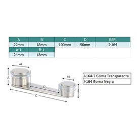 EVI Herrajes Doorstop with Swivel Retainer, for Door Thickness up to 50mm, Stainless Steel - Transparente Rubber, I-164-t)
